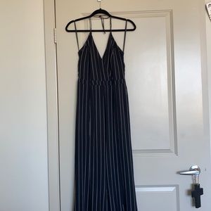 Black pinstripe jumpsuit- M